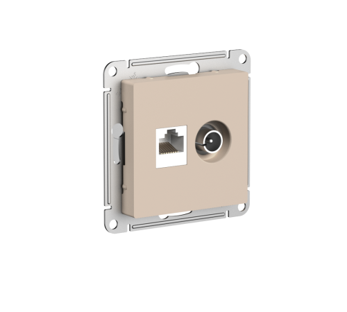 ATLASDESIGN РОЗЕТКА двойная ТВ + компьютерная RJ45, кат. 5Е, ПЕСОЧНЫЙ