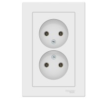 ATLASDESIGN РОЗЕТКА двойная без заземления,16А, в сборе, ЛОТОС