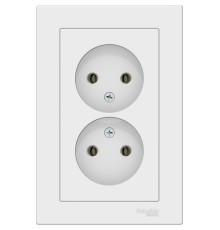 ATLASDESIGN РОЗЕТКА двойная без заземления,16А, в сборе, ЛОТОС