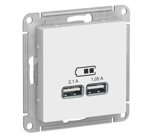ATLASDESIGN USB РОЗЕТКА A+A, 5В/2,1 А, 2х5В/1,05 А, механизм, ЛОТОС ATLASDESIGN USB РОЗЕТКА A+A, 5В/2,1 А, 2х5В/1,05 А, механизм, ЛОТОС