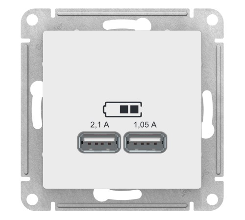 ATLASDESIGN USB РОЗЕТКА A+A, 5В/2,1 А, 2х5В/1,05 А, механизм, ЛОТОС ATLASDESIGN USB РОЗЕТКА A+A, 5В/2,1 А, 2х5В/1,05 А, механизм, ЛОТОС