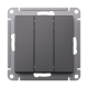 ATLASDESIGN 3-клавишный ВЫКЛЮЧАТЕЛЬ, сх.1+1+1, 10АХ, механизм, БАЗАЛЬТ