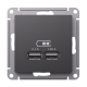 ATLASDESIGN USB РОЗЕТКА A+A, 5В/2,1 А, 2х5В/1,05 А, механизм, БАЗАЛЬТ