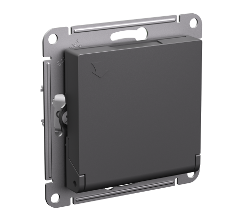 ATLASDESIGN РОЗЕТКА с заземл. со шторками с крышкой, 16А, IP20, механизм, БАЗАЛЬТ