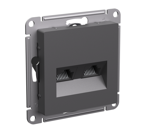 ATLASDESIGN РОЗЕТКА двойная компьютерная RJ45+RJ45, кат.5Е, механизм, БАЗАЛЬТ