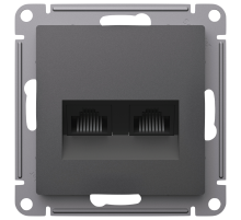 ATLASDESIGN РОЗЕТКА двойная компьютерная RJ45+RJ45, кат.5Е, механизм, БАЗАЛЬТ