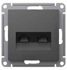 ATLASDESIGN РОЗЕТКА двойная компьютерная RJ45+RJ45, кат.5Е, механизм, БАЗАЛЬТ