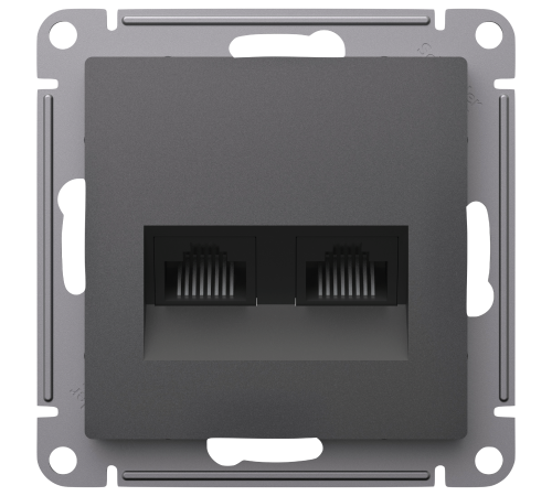 ATLASDESIGN РОЗЕТКА двойная компьютерная RJ45+RJ45, кат.5Е, механизм, БАЗАЛЬТ