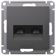 ATLASDESIGN РОЗЕТКА двойная компьютерная RJ45+RJ45, кат.5Е, механизм, БАЗАЛЬТ