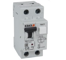 Выключатель автоматический дифференциальный АВДТ32-22C16-A-УХЛ4 2п 16А C 30мА тип A | 228065 | КЭАЗ