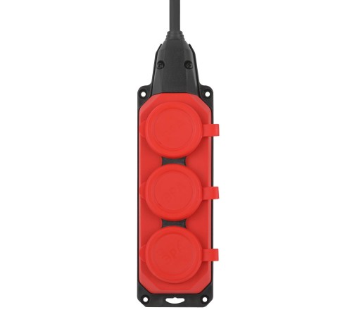 Удлинитель силовой UK-3e-3x1,5-5m-IP44(KG) с заземлением 3 розетки каучук 5м КГ 3х1,5мм2 IP44