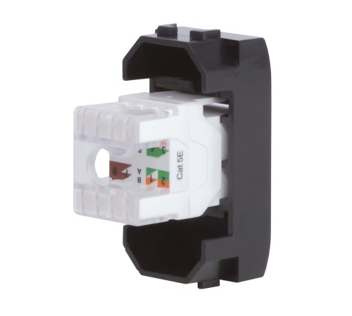 Компьютерная розетка RJ45 кат.5e, Brava, черная, 1 мод DKC 77654N