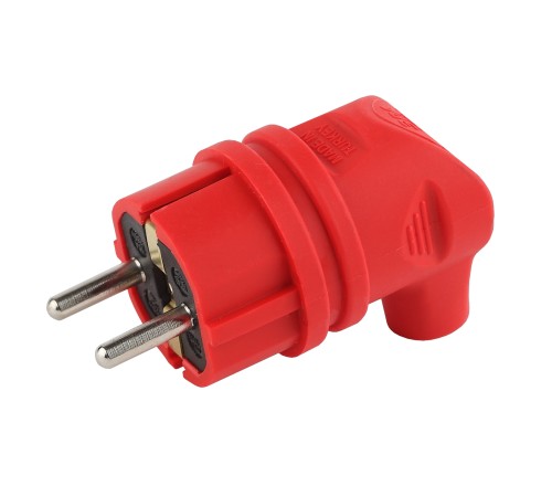 Вилка каучуковая с/з 90град с кольцом 16A IP44 красная V9-RED-IP44