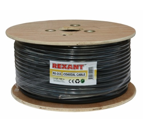 REXANT (01-2041) Кабель RG-213, (96%), 50 Ом, 100м., черный REXANT (01-2041) Кабель RG-213, (96%), 50 Ом, 100м., черный