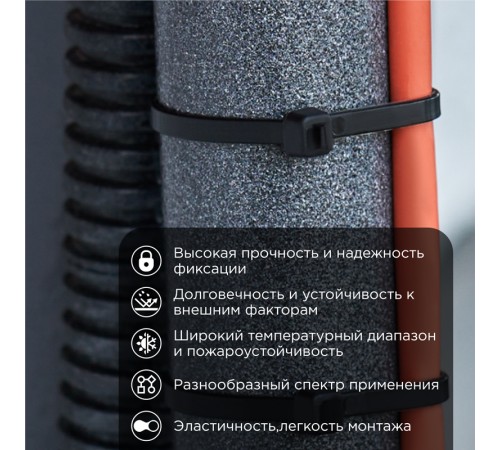 Хомут-стяжка кабельная нейлоновая REXANT 200 x4,8 мм, черная, упаковка 100 шт. Хомут-стяжка кабельная нейлоновая REXANT 200 x4,8 мм, черная, упаковка 100 шт.