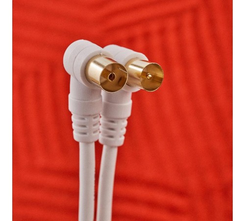 Шнур ТВ гнездо - ТВ штекер, угловой, длина 1,5 метра, белый REXANT