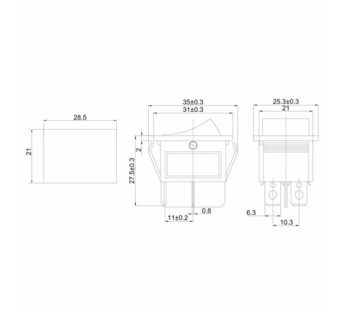 Rexant 36-2310 Выключатель клавишный 250V 15А (4с) ON-OFF черный
