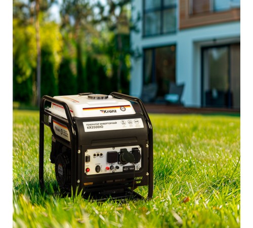 Kranz KR-16-1143 Генератор инверторный KR3500IO, 3,5кВт, 230В, 7л, открытый корпус, ручной старт