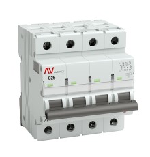Выключатель автоматический модульный 4п C 25А 6кА AV-6 AVERES EKF mcb6-4-25C-av