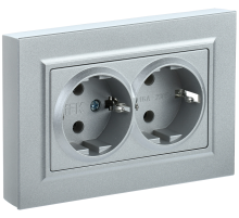 IEK BR-R21-16-K46-F BRITE Роз. 2-я с з/к без з/ш 16А в сб. РС12-3-БрС сталь