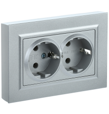 IEK BR-R21-16-K46-F BRITE Роз. 2-я с з/к без з/ш 16А в сб. РС12-3-БрС сталь