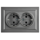 IEK BR-R21-16-K46-F BRITE Роз. 2-я с з/к без з/ш 16А в сб. РС12-3-БрС сталь