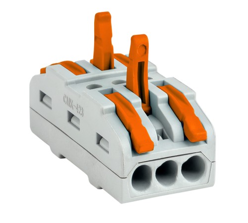EKF plc-smk-423 Строительно-монтажная клемма СМК 222-423 проходная 3 полюса 0,08-4мм2 (25шт.)