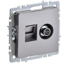 IEK BR-AK20-1-K46 BRITE Роз. двойная TV+RJ45 кат.5E РТВ/РК12-БрС сталь