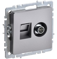 IEK BR-AK20-1-K46 BRITE Роз. двойная TV+RJ45 кат.5E РТВ/РК12-БрС сталь