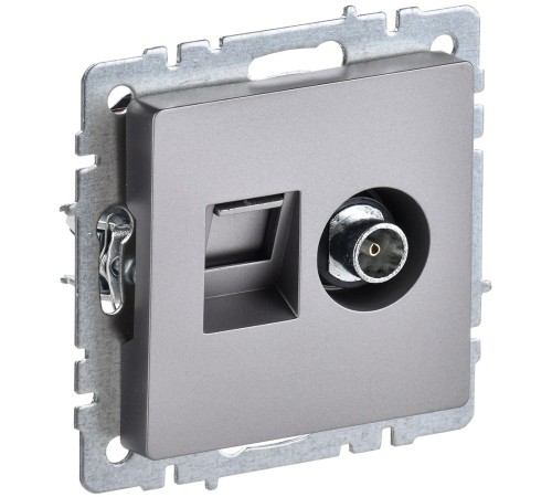 IEK BR-AK20-1-K46 BRITE Роз. двойная TV+RJ45 кат.5E РТВ/РК12-БрС сталь