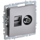 IEK BR-AK20-1-K46 BRITE Роз. двойная TV+RJ45 кат.5E РТВ/РК12-БрС сталь