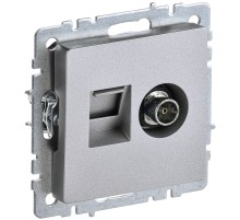 IEK BR-AK20-1-K47 BRITE Роз. двойная TV+RJ45 кат.5E РТВ/РК12-БрА алюм.