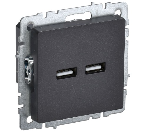 BRITE Розетка USB A+A 3.1А РЮ10-1-БрЧ черный