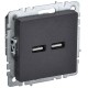 BRITE Розетка USB A+A 3.1А РЮ10-1-БрЧ черный