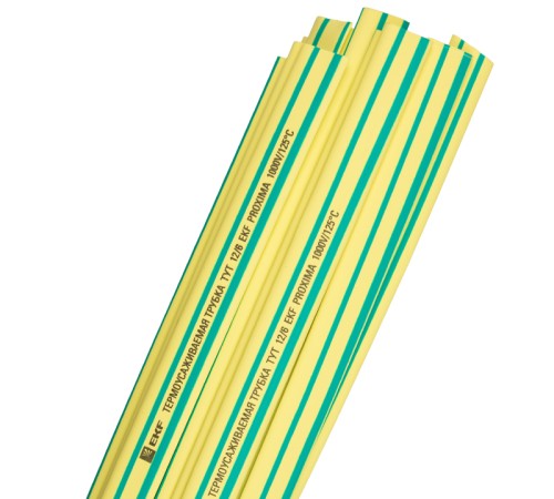 Трубка термоусаживаемая ТУТ нг 16/8 желто-зеленая в отрезках по 1м PROxima