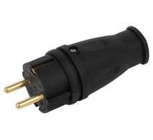Вилка VX10-B-IP44 каучуковая c заземлением 16А IP44 прямая черная