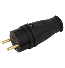 Вилка VX10-B-IP44 каучуковая c заземлением 16А IP44 прямая черная