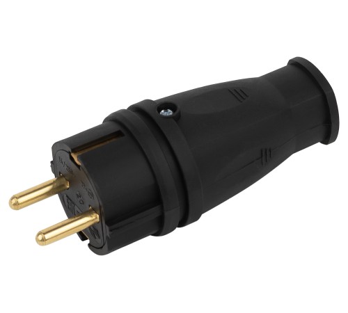 Вилка VX10-B-IP44 каучуковая c заземлением 16А IP44 прямая черная Вилка VX10-B-IP44 каучуковая c заземлением 16А IP44 прямая черная
