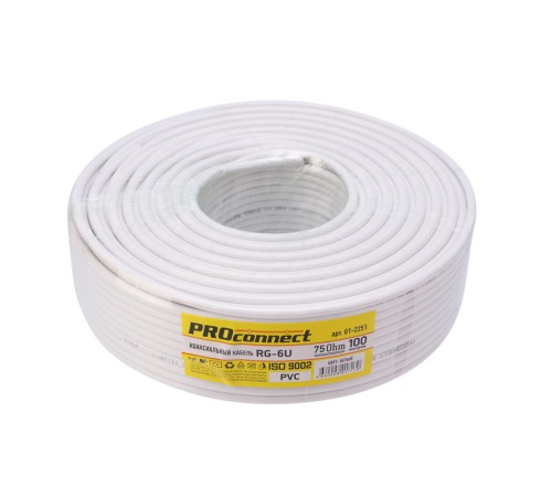 Proconnect (01-2251) Кабель RG-6U, (32%), 75 Ом, 100м., белый LIGHT