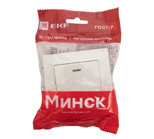 EKF ERV10-121-10 Минск Выключатель 1-клавишный СП с индикатором,10А, белый EKF Basic EKF ERV10-121-10 Минск Выключатель 1-клавишный СП с индикатором,10А, белый EKF Basic