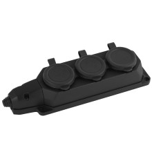ЭРА Б0044545 Колодка K-3e-B-IP44 каучуковая с заземлением 3 розетки 16A IP44 черная
