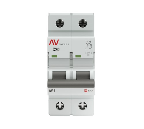 EKF mcb6-2-20C-av Выключатель автоматический AV-6 2P 20A (C) 6kA EKF AVERES