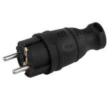 ЭРА Б0044540 Вилка V8-B-IP44 каучуковая с заземлением прямая 16A IP44 черная