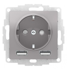 РОЗЕТКА ATLASDESIGN 16А c 2 USB A+A, 5В/2,4А, 2х5В/1,2А, механизм, АЛЮМИНИЙ