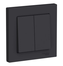 Systeme electric ATN001052 ATLASDESIGN 2-клавишный ВЫКЛЮЧАТЕЛЬ, сх.5, 10АХ, в сборе, КАРБОН