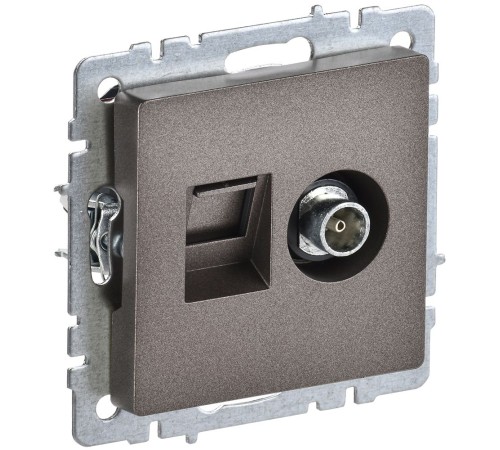 IEK BR-AK20-1-K45 BRITE Роз. двойная TV+RJ45 кат.5E РТВ/РК12-БрТБ бр.