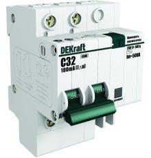 Выключатель автоматический дифференциального тока 2п C 10А 30мА тип AC ДИФ-101 со встроен. защит. от сверхтоков DEKraft 15156DEK