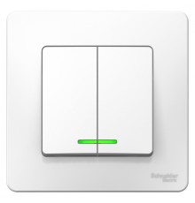 Systeme electric BLNVS010511 BLANCA С/У 2-клавишный ВЫКЛЮЧАТЕЛЬ ( c х .5) с подсветкой, 10А, 250B, БЕЛЫЙ