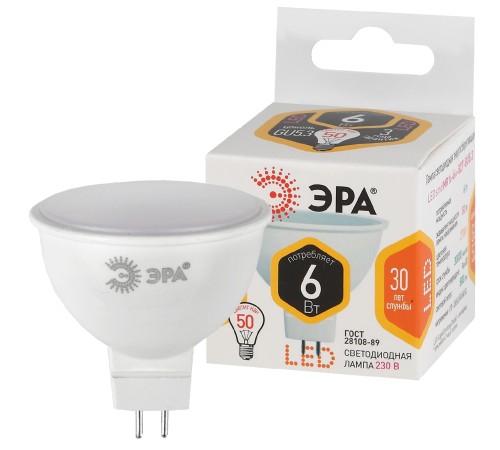 ЭРА Б0020542 Светодиодная лампа LED smd MR16-6w-827-GU5.3..