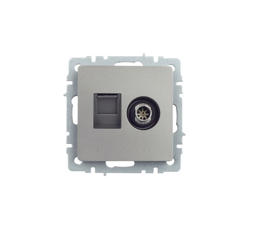 IEK BR-AK20-1-K46 BRITE Роз. двойная TV+RJ45 кат.5E РТВ/РК12-БрС сталь